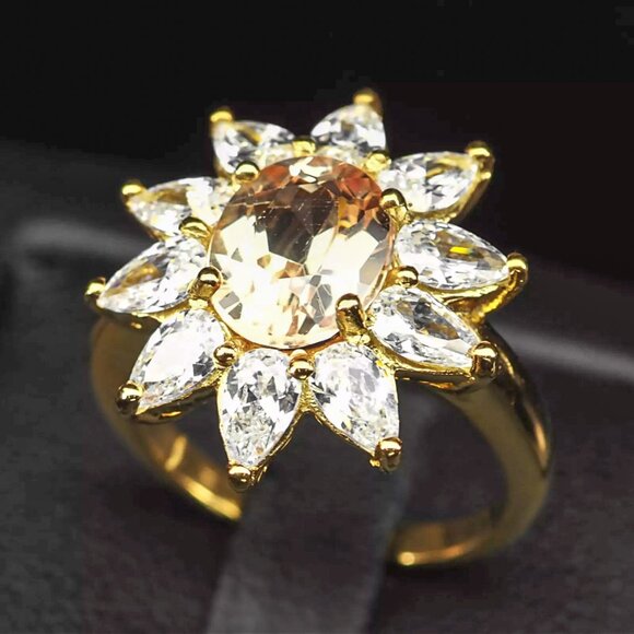 Pale Yellow Sapphire 2.72Ct 925 Sterling Silver Handmade Floral Ring Sz 6 - Picture 3 of 6